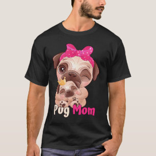 Hund Rosa Schleife Süße Pug-Mama T-Shirt