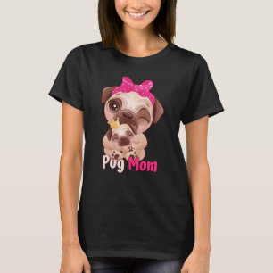 Hund Rosa Schleife Süße Pug-Mama T-Shirt