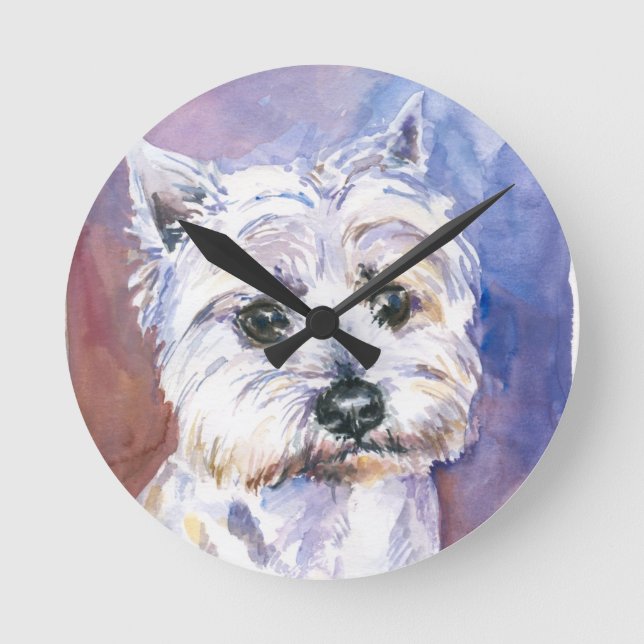 Hund Runde Wanduhr (Vorderseite)