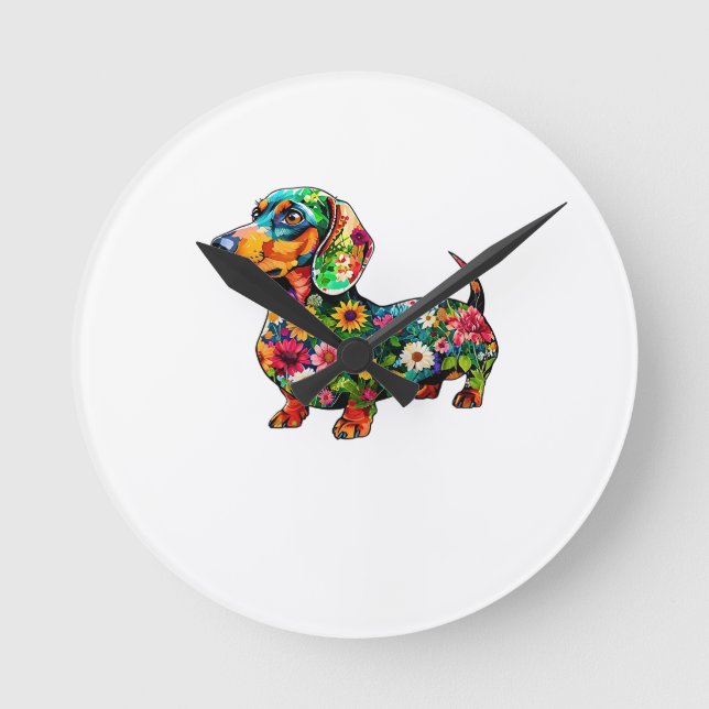 Hund Runde Wanduhr (Vorderseite)