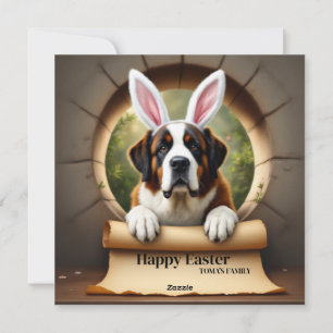 Hund Saint Bernard mit Familienname Feiertagskarte
