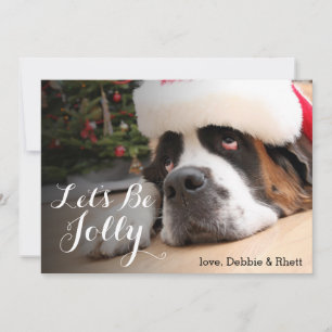 Hund Saint Bernard mit Weihnachtsmannmütze Feiertagskarte