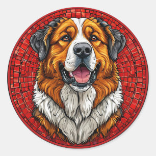 Hund Saint Bernard Runder Aufkleber