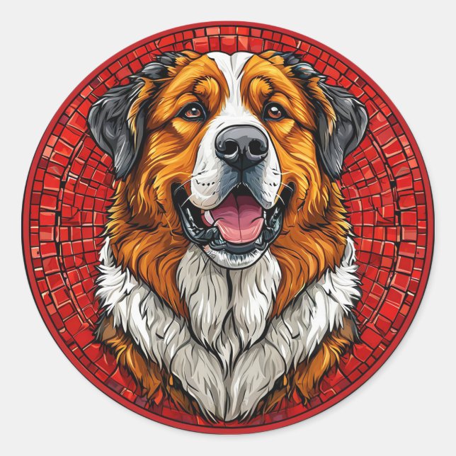 Hund Saint Bernard Runder Aufkleber (Vorderseite)