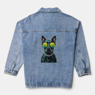 Hund schlägt bunt jeansjacke