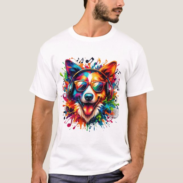 Hund schlägt bunt T-Shirt (Vorderseite)