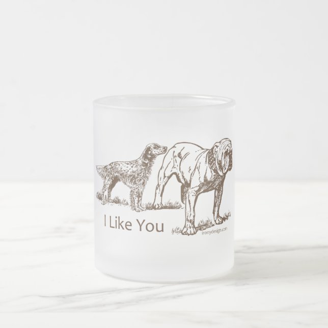 Hund schnüffelt Hintern Mattglastasse (Mittel)