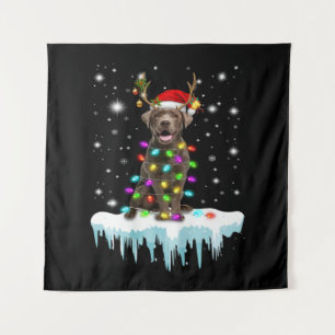 Hund  Schokolade Labrador Weihnachtslicht Wandteppich
