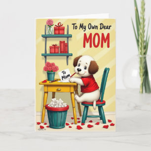 Hund schreibt Mom eine Karte