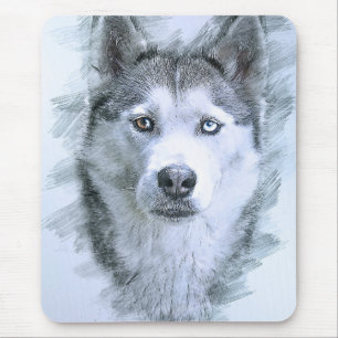 Hund Siberian Husky Zeichnung Schlittenhund OtterB Mousepad