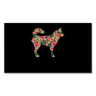 Hund Siberische Husky Blume Funny Dog Silhouette Magnetische Visitenkarte