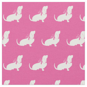Hund-Silhouette im Basset Pet Pink Stoff