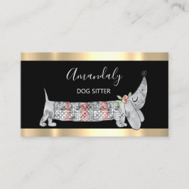 Hund Sitter Mode Boutique Basset Silber Grau Visitenkarte