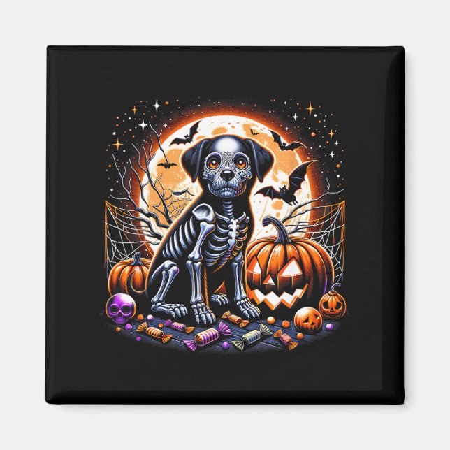 Hund-Skelett Halloween Magnet (Vorne)