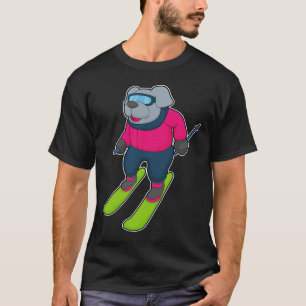 Hund Skifahrer Ski Wintersport T-Shirt