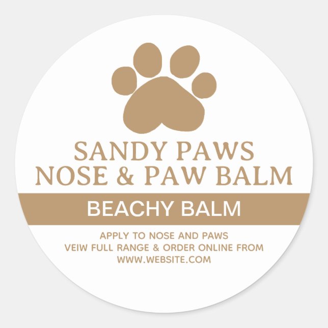 Hund Small Business hausgemachte PAW BALM Runder Aufkleber (Vorderseite)