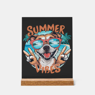 Hund Sommer Stimmung mit Ozean Urlaub Gefühl Acrylschild