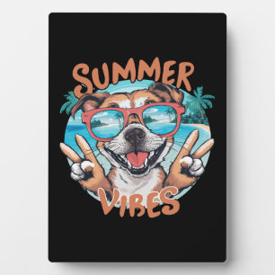 Hund Sommer Stimmung mit Ozean Urlaub Gefühl Fotoplatte