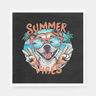 Hund Sommer Stimmung mit Ozean Urlaub Gefühl Serviette
