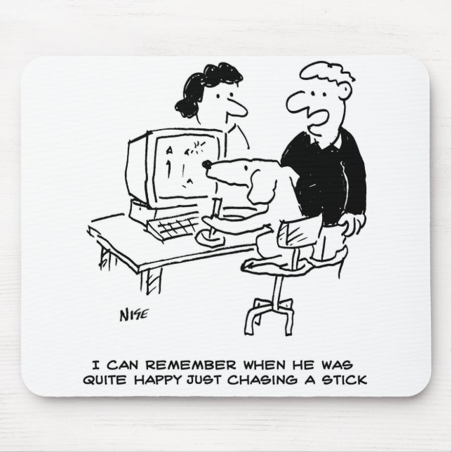 Hund spielt an einem Computer Mousepad (Vorne)