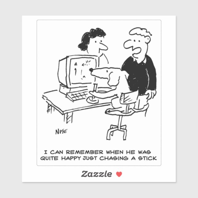 Hund spielt Cartoon für Computerspiele. Funny Aufkleber (Blatt)