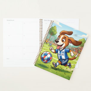 Hund spielt Fußball Personalisieren Planer