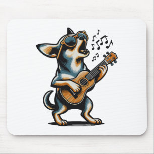 Hund spielt Gitarre singender Chihuahua Lustiger H Mousepad