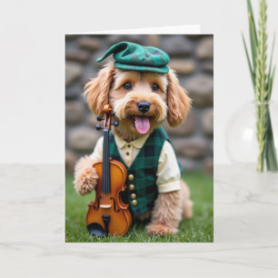 Hund spielt süße Violinkarte Karte