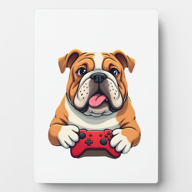 Hund spielt Videospiele  (6) Fotoplatte (Vorderseite)