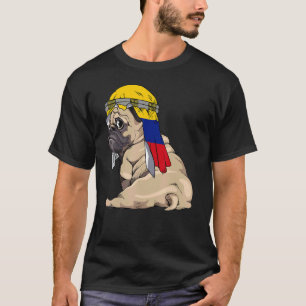 Hund Süßer Mops Retro Kolumbien-Flagge Stolz T-Shirt