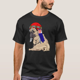 Hund Süßer Mops Retro Kroatien-Flagge Stolz T-Shirt