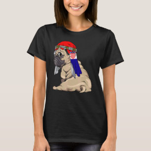 Hund Süßer Mops Retro Kroatien-Flagge Stolz T-Shirt