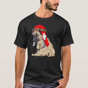 Hund Süßer Mops Retro Schweiz Flagge Stolz T-Shirt