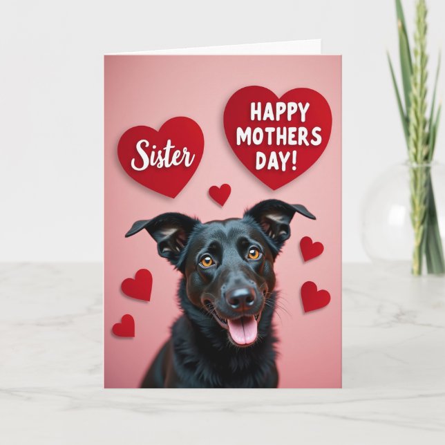 Hund Süßer Muttertag Herz Karte (Vorderseite)