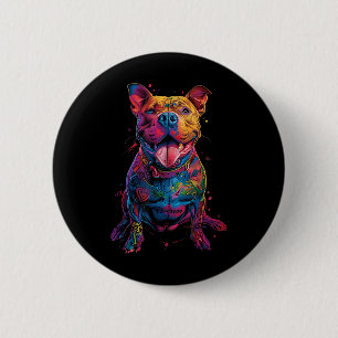 Hund Tattoos Pitbuli Tattoooed farbenfrohe tattooi Button