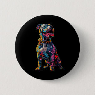Hund Tattoos Pitbuli Tattoooed farbenfrohe tattooi Button