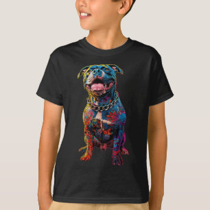 Hund Tattoos Pitbuli Tattoooed farbenfrohe tattooi T-Shirt