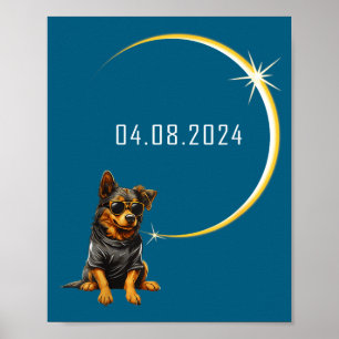 Hund Totale Sonnenfinsternis 2024 Totalität Lustig Poster