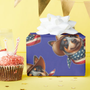 Hund tragen einen Hut und eine amerikanische Flagg Geschenkpapier