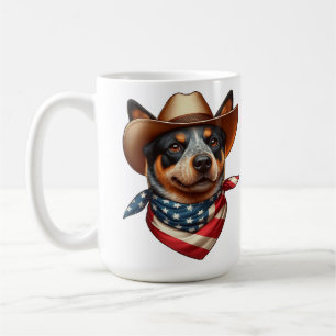 Hund tragen einen Hut und eine amerikanische Flagg Kaffeetasse