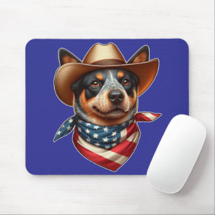 Hund tragen einen Hut und eine amerikanische Flagg Mousepad