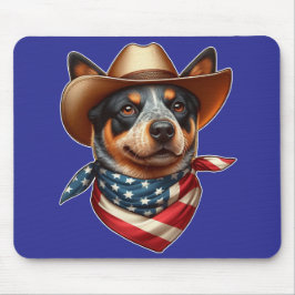 Hund tragen einen Hut und eine amerikanische Flagg Mousepad