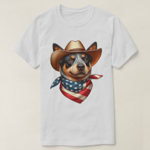 Hund tragen einen Hut und eine amerikanische Flagg T-Shirt