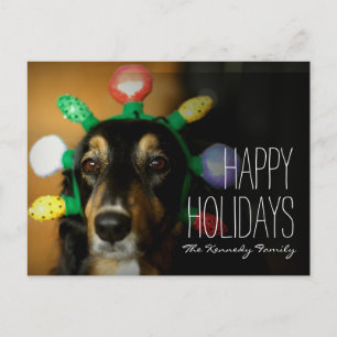 Hund trägt Weihnachts-Tiara Feiertagspostkarte