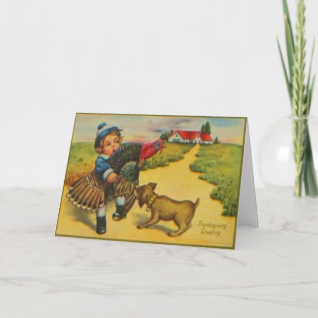 Hund & Türkei Feiertagskarte (Vorderseite)