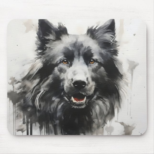 Hund-Tuschemalerei Mousepad (Vorne)