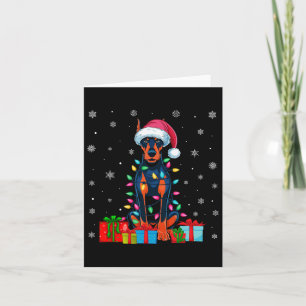 Hund Ugly Xmas Lights Santa Doberman Pinscher Dog Karte
