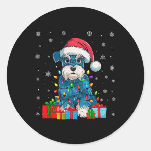 Hund Ugly Xmas Lights Santa Miniature Schnauzer Hu Runder Aufkleber