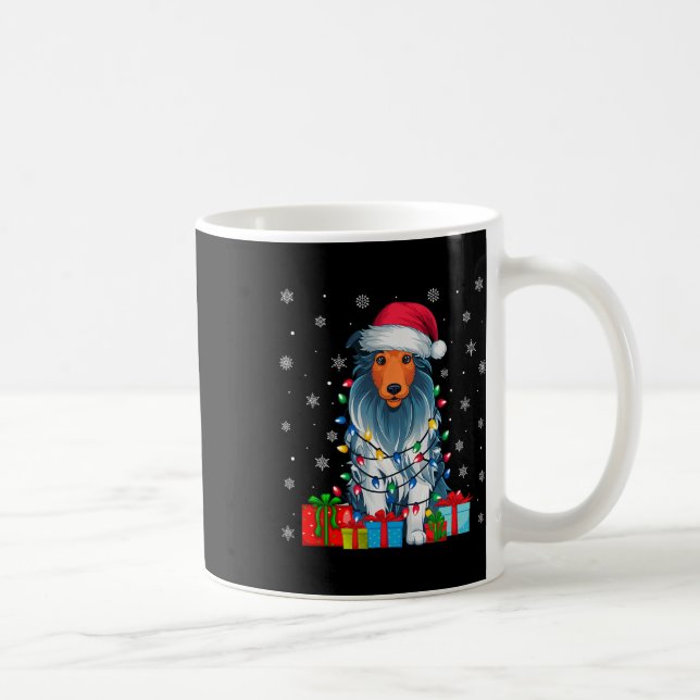 Hund Ugly Xmas Lights Weihnachtsmannmütze Barted C Kaffeetasse (Rechts)