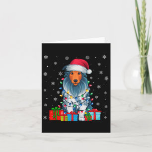 Hund Ugly Xmas Lights Weihnachtsmannmütze Barted C Karte
